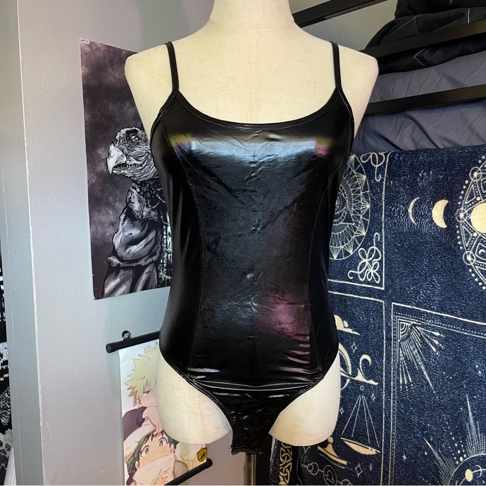 Black Pleather Onsie Tank Top